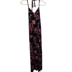 Express Womens Black and Pink Halter Maxi Sundress NWOT